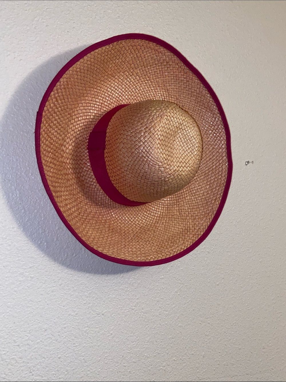 Chic Tan and Pink Wide-Brimmed Hat